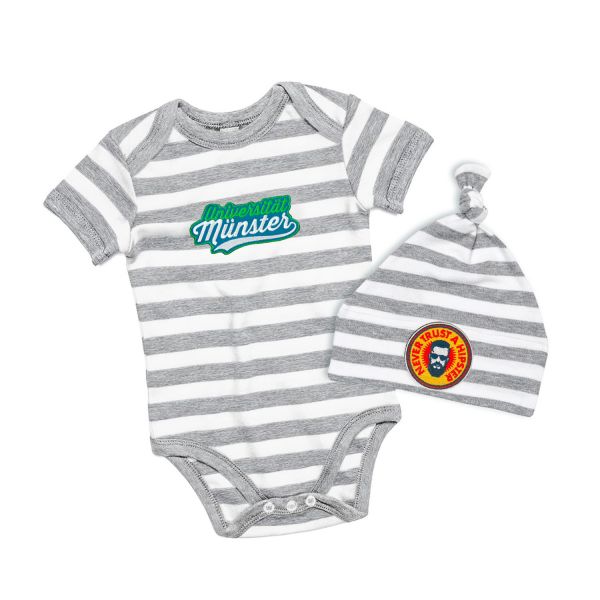 Welcome Baby Set, stripe grey, patchit 3-6 Monate